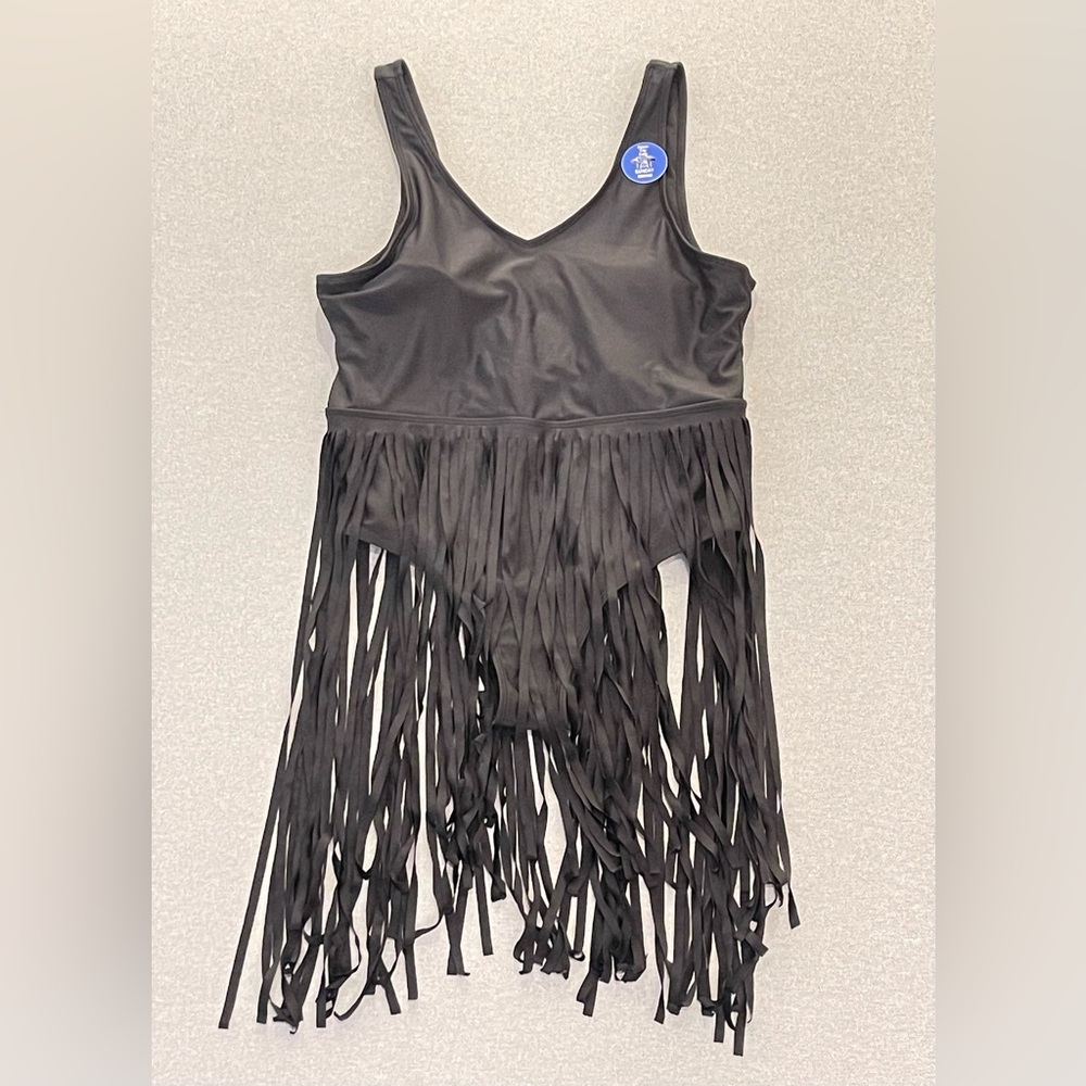 New Black Fringe One Piece Swimsuit‎ Boho Tassel Swimwear